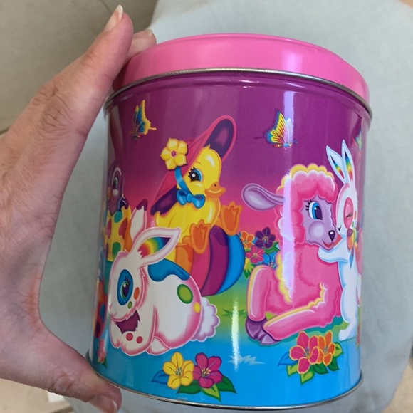 Lisa Frank collectible easter Colorful Cat Bunny chick lamb butterfly oval Tin - Picture 6 of 8